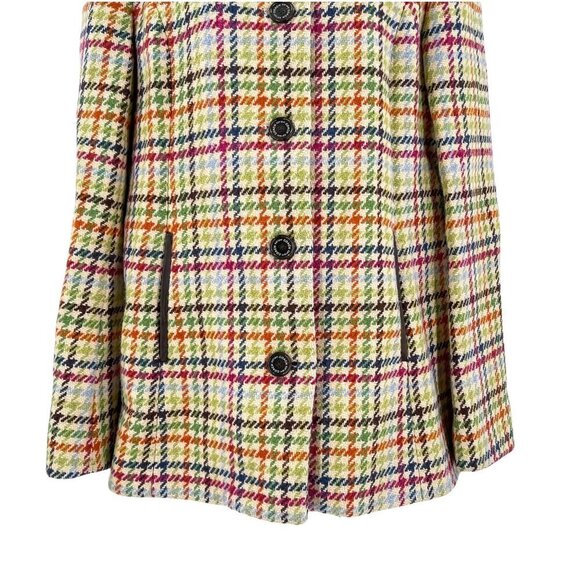 Coach Tattersall Hampton Tweed Plaid Houndstooth 100% Wool Pea Coat Jacket - Picture 5 of 8